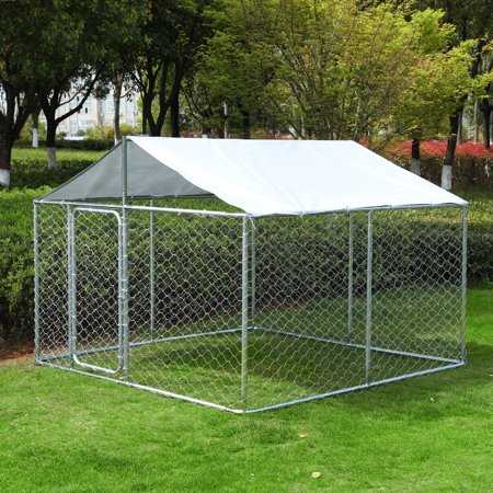 Lvuyoyo Outside Dog Kennels for Large Dogs Playpen, Dog Metal Kennel Outdoor with UV-Resistant Waterproof Cover, Size: One size, Black - Pet Supplies online store