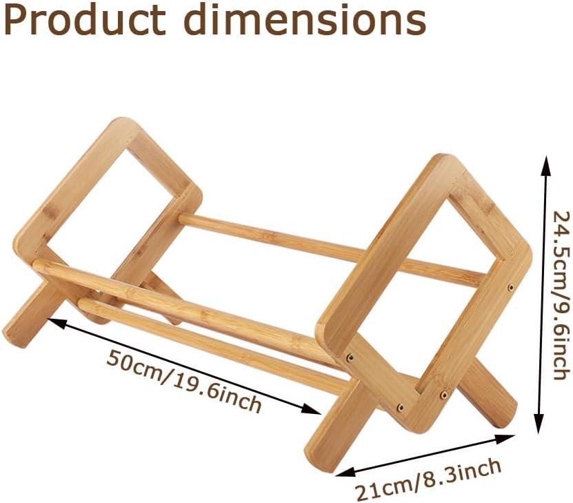 Bamboo Tabletop Bookshelf Table Top Bookshelf Tilting Bookcase Desk Shelves Desktop Storage for Books Magazine CD, Recipe Display,Tiny Bookshelf and Storage Rack in Office and Home(Wood Color), Brown