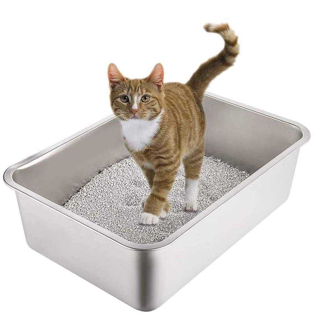 Yangbaga Stainless Steel Litter Box for Cat and Rabbit Odor Control Litter Pan - Pet Supplies online store