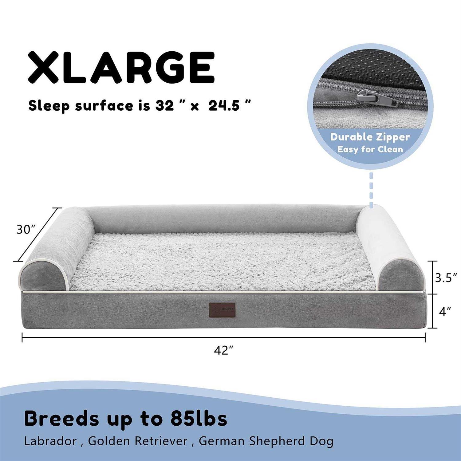 WESTERN HOME Orthopedic Dog Beds for Large Dogs, Foam Pet Sofa with Waterproof Lining, Removable Washable Cover and Nonskid Bottom - Pet Supplies online store