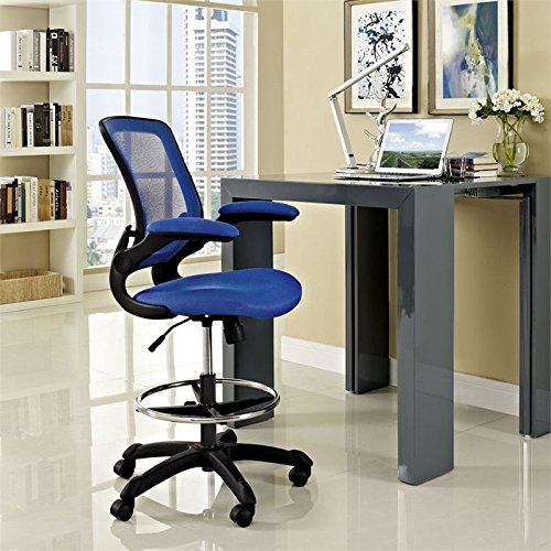 Scranton & Co Veer Drafting Chair - Reception Desk Chair - Flip-Up Arm Drafting Chair in Red