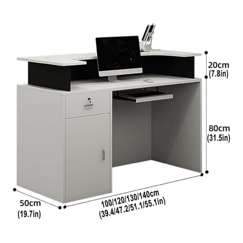 Standing Reception Desk with Led Light Counter Table Simple Retail Counter Lockable Checkout Counter Wooden Computer Table