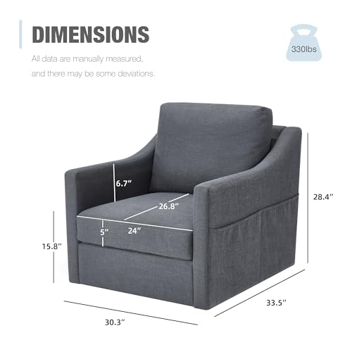 HOMREST Swivel Accent Chair,Linen Fabric Armchair Modern Chairs w/Removable Cover for Reception Living Room,Beige