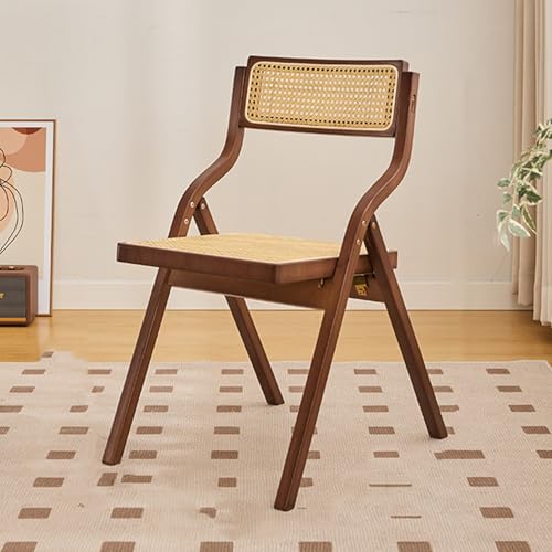 SBCC Rattan Folding Chair/Home Leisure Chair/Dining Chair, Office Chair, Balcony Garden Chair(Brown)