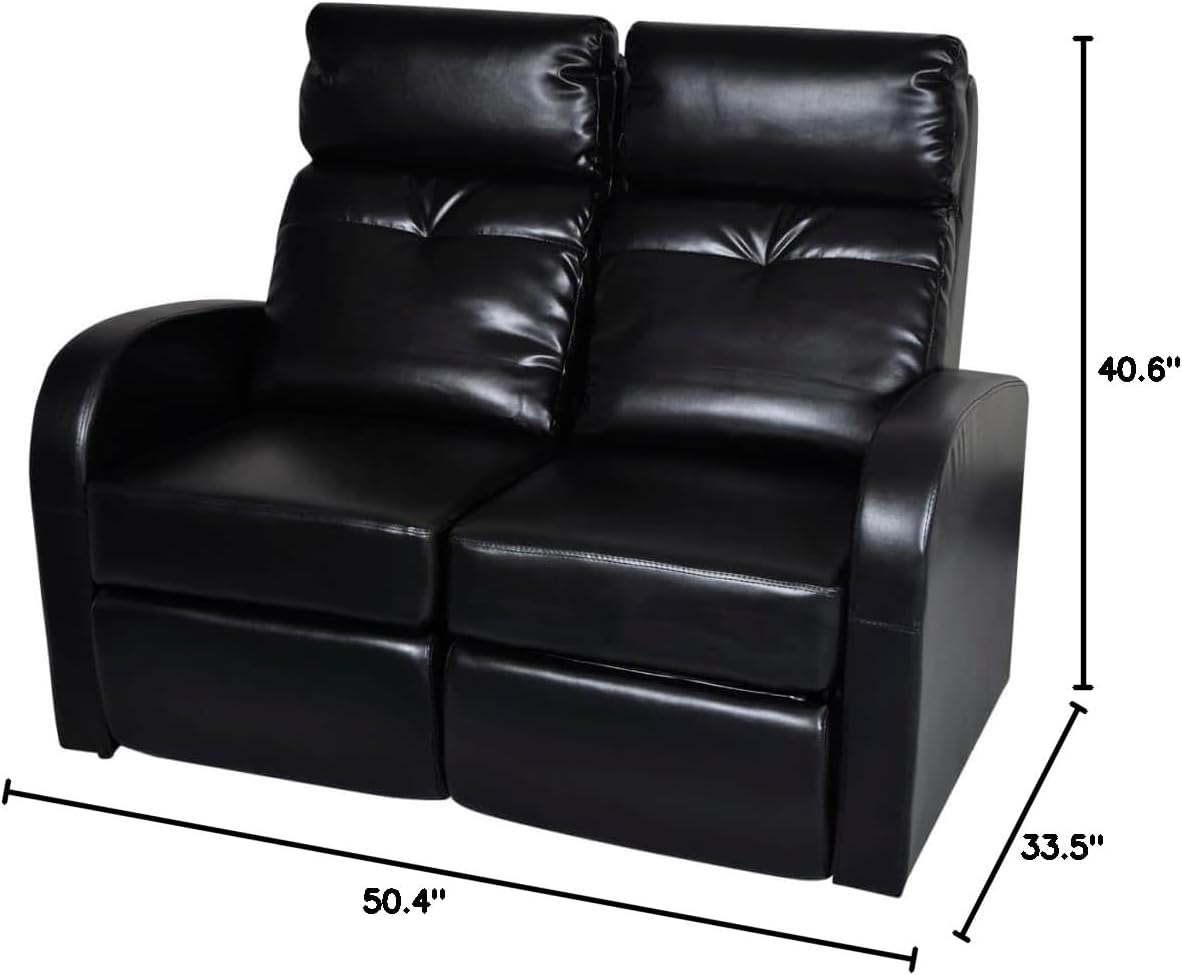 Modern Decorative Chairs,Living Room Side Chairs,Comfortable armchairs,for Kitchen,Dining Room,Bedroom,2-Seater Home Theater Recliner Sofa Black Faux Leather