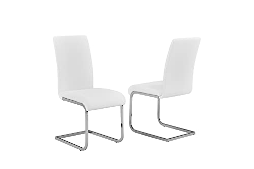 Best Master Furniture Mirage Faux Leather Parson Dining Chairs with Stainless Steel Frame, Set of 2, Black