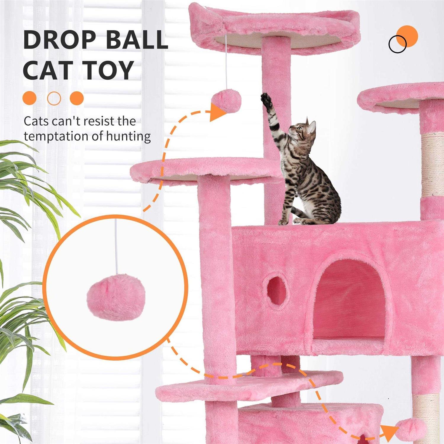 Bestpet 54in Cat Tree Tower with Cat Scratching Posts Stand House Cat Condo with Funny Toys - Pet Supplies online store