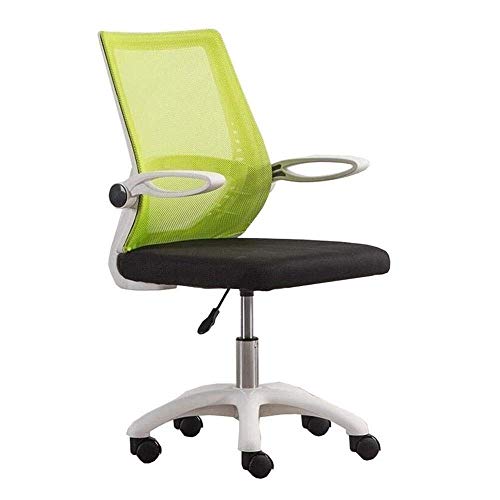 Office Chair,Office Swivel Chair, Ergonomic Mesh Desk Chairs Lumbar Support Computer Nylon Base Adjustable Height Armrests Chair (Green White base)