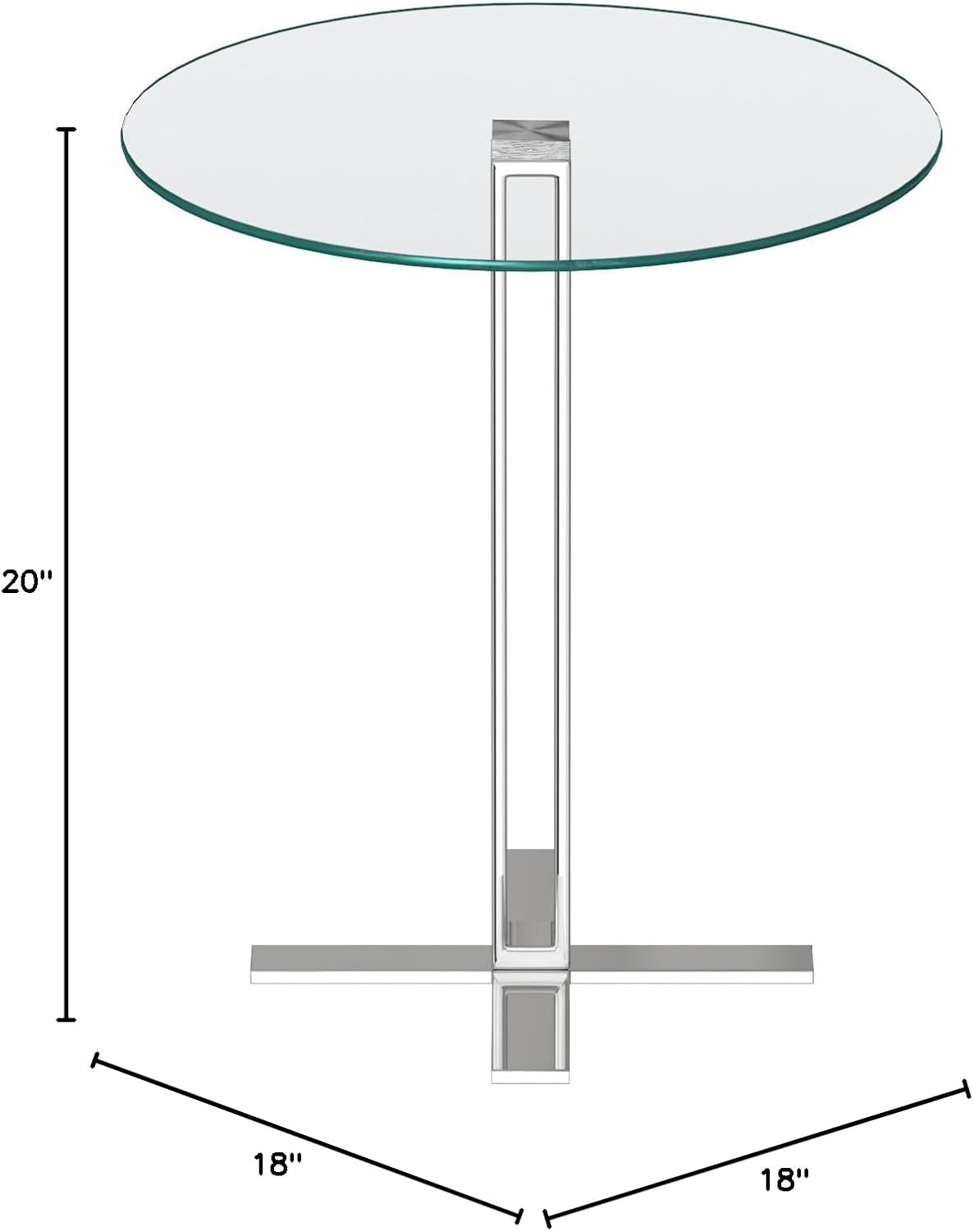 Cortesi Home Solen Round Clear Glass End Table with Chrome Base