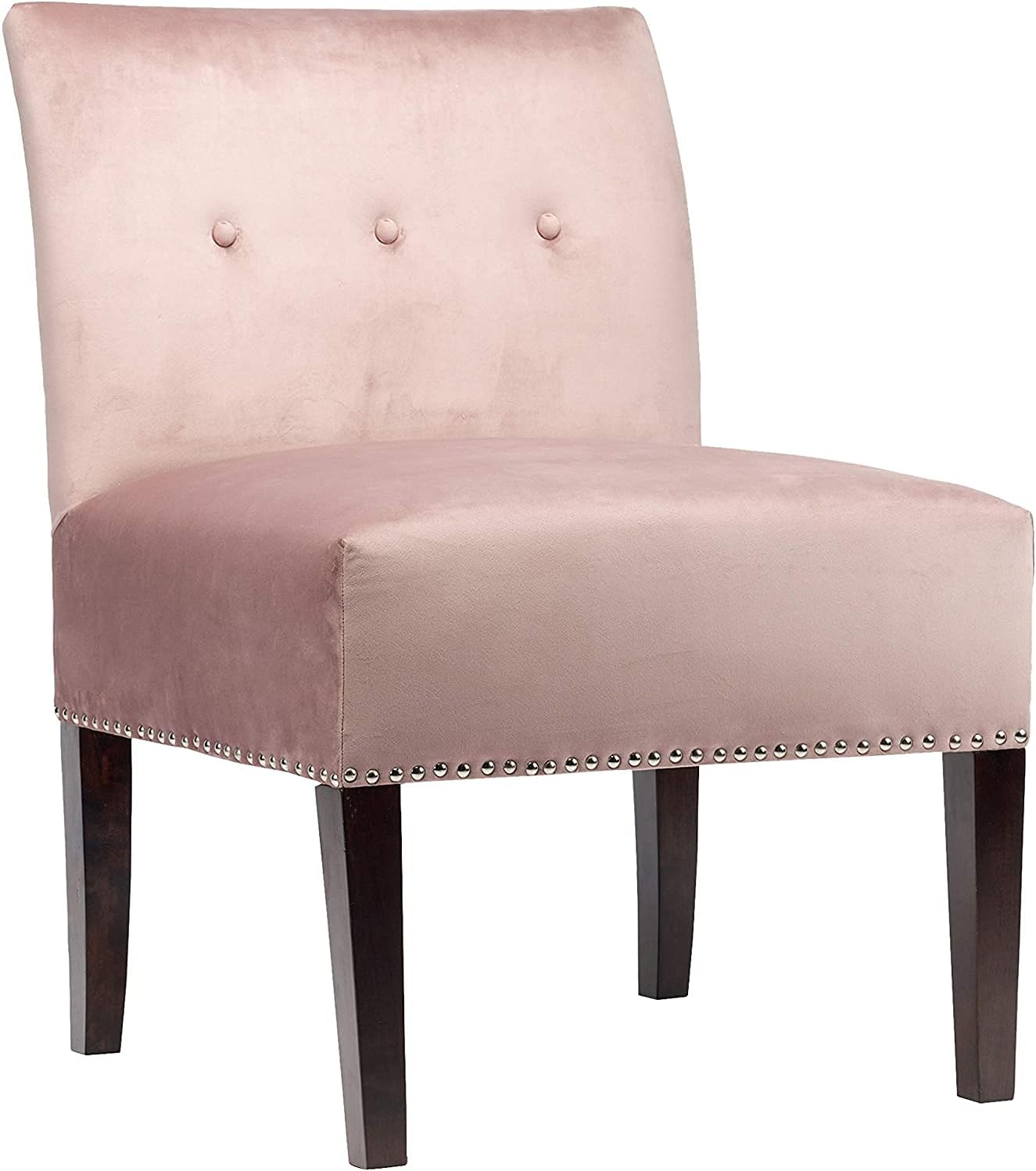 Samantha Collection Armless Accent Chair for Living Room, Office or Vanity, Durable Fabric Upholstery with Espresso Wood Frame, 23