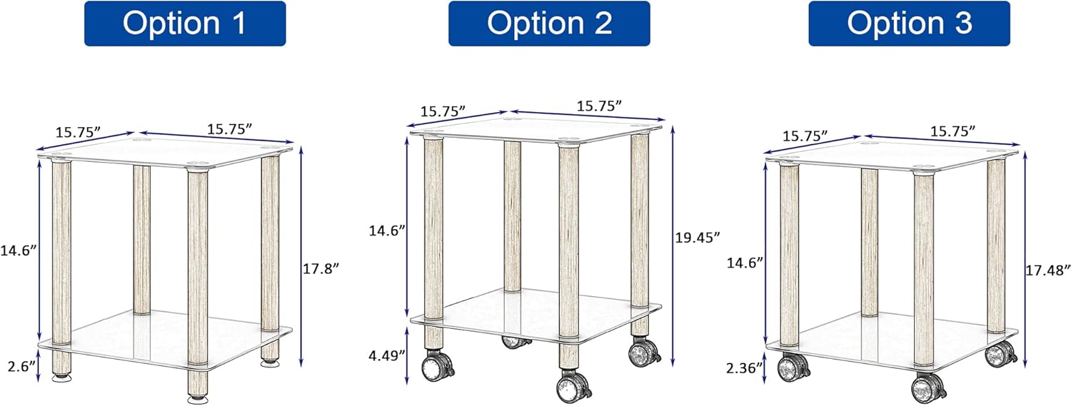 2-Piece White+Oak Side Table, 2-Tier Space End Table,Modern Night Stand, Sofa table, Side Table with Storage Shelve