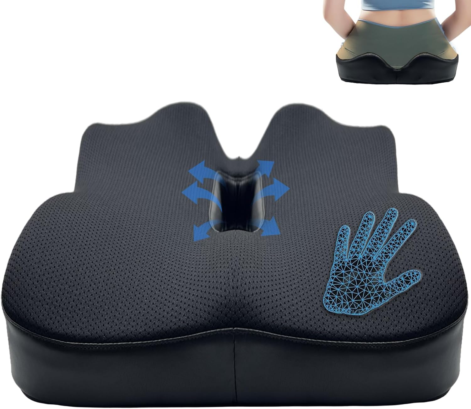 Memory Foam Chair Cushion，Donut Cushion，for Back Sciatica Tailbone Pain Tailbone Degeneration Intervertebral Discs-Suitable for Office Chairs, Gaming Chairs and Car Seats