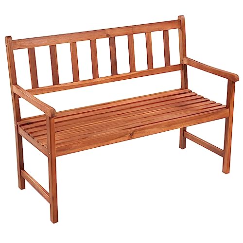 Patio Bench with Cushion 47.2'' Solid Acacia Wood,Rustic Wooden Patio Bench with Comfortable Cushion for Outdoor Use Patio Seating Furniture