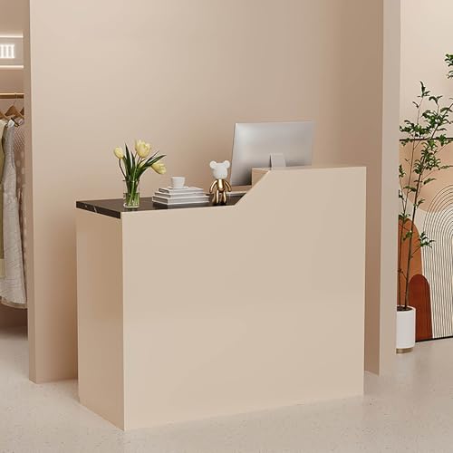Standing wooden reception table with counter, retail checkout counter suitable for small spaces, front reception counter desk with versatile storage, suitable for supermarkets, salons, hotels, and off