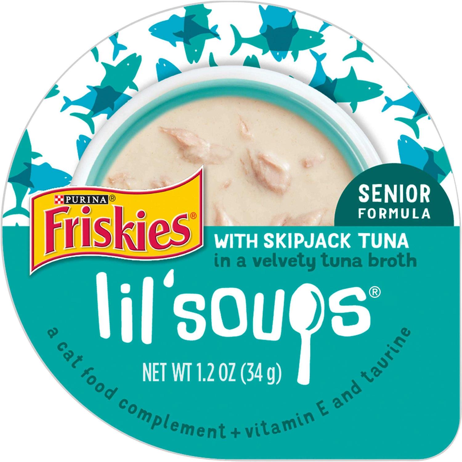 Purina Friskies Natural Grain Free Senior Broth Wet Cat Food Complement Lil' Soups Skipjack Tuna - Pet Supplies online store