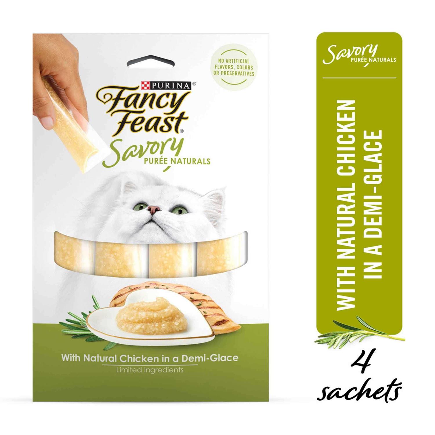 Fancy Feast Savory Puree Naturals With Chicken in a Demi-Glace Squeezable Cat Treats - Pet Supplies online store