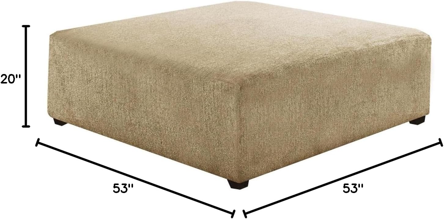 Acme Vassenia Chenille Upholstered Modular Cocktail Ottoman in Two-Tone Latte