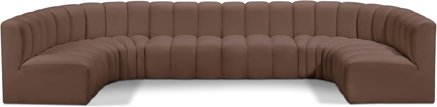 Meridian Furniture Arc Collection Modern | Contemporary Sofa with Soft Vegan Leather, Deep Channel Tufting, Modular, 150