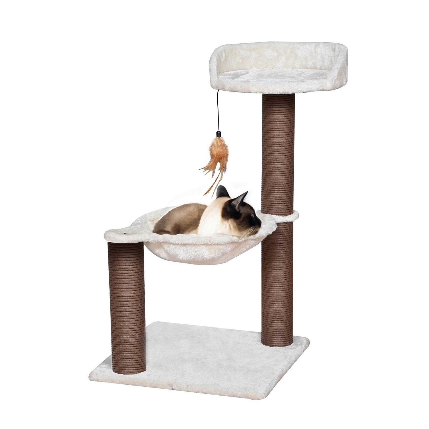 Catry Cat Tree with Feather Toy Cozy Design of Cat Hammock Allure Kitten to Lounge - Pet Supplies online store