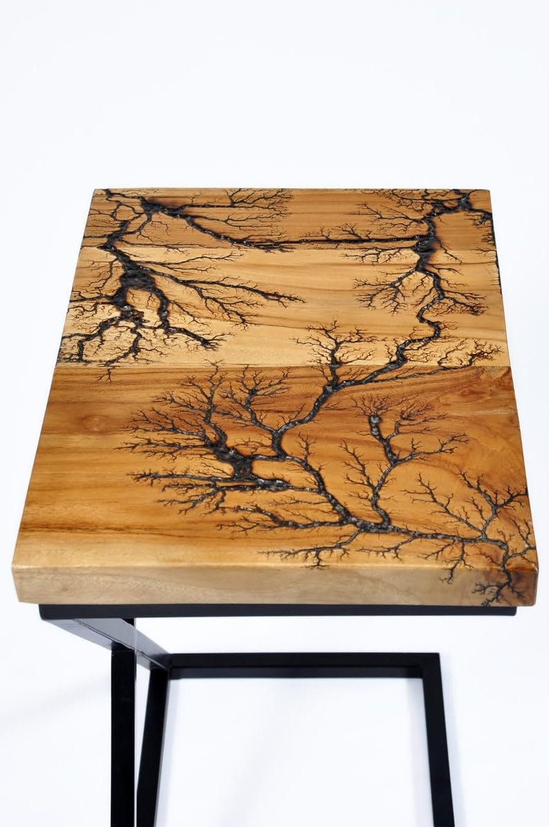 Side Table Wood End Table Rectangle Metal Frame Legs Night Stand