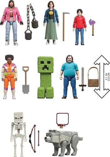 Mattel Minecraft Ultimate Movie Pack with 8 Action Figures & 8 Accessories Including 4-inch Steve & Creeper, Collectible Toy Set