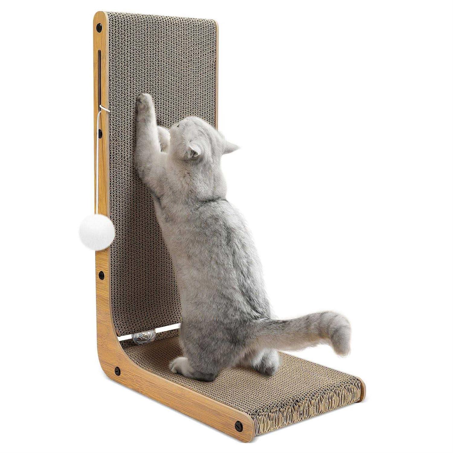 Cat Scratcher, L-Shaped Cat Scratching Pad with Toy Balls, Cat Scratching Board for Indoor Cats and Kittens - Pet Supplies online store