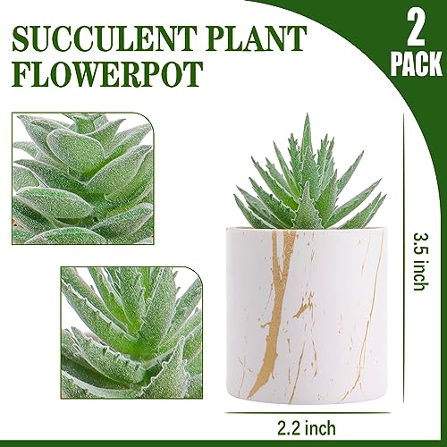 Der Rose Set of 2 Succulents Plants Artificial Mini Fake Succulents Plants for Home Office Desk Accessories for Women