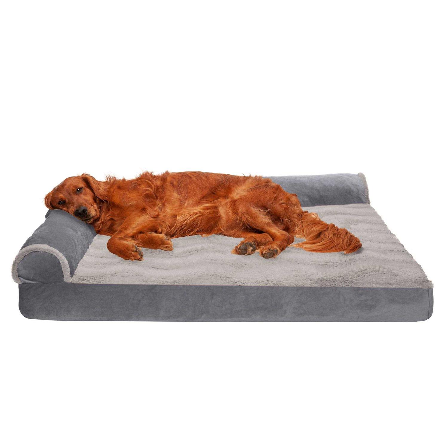 FurHaven Wave Fur & Velvet Deluxe Chaise Lounge Dog Bed - Pet Supplies online store
