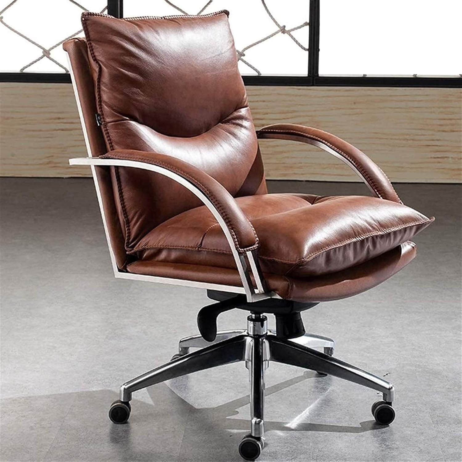 Reclining Chairs Living Room Armchairs Modern Leather Boss Chair Fashion Reclining Office Chair Home Computer Chair Swivel Chair Comfort Lever Operator Chairs 360 Degree Swivel Adjustable Seat