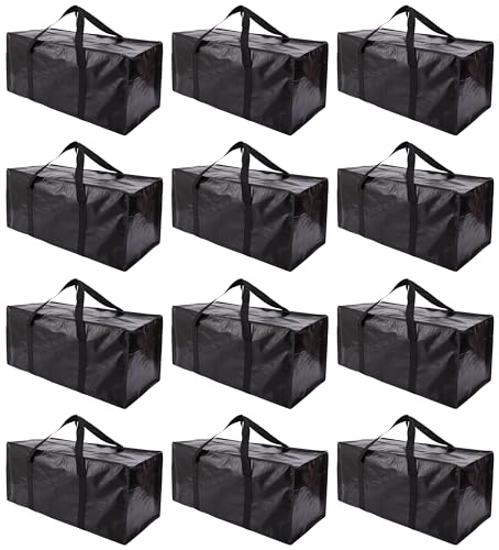Extra Large Moving Bags with Zippers & Carrying Handles, Heavy-Duty Storage Tote for Space Saving Moving Storage, Fold Flat, Alternative to Box and Bin - 8 Pack, Silver