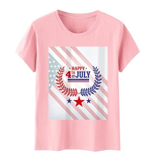 Graphic Tees for Women Independence Day of The USA Funny Printing Blouses Loose Fit Tops Summer Trendy Tee Shirts