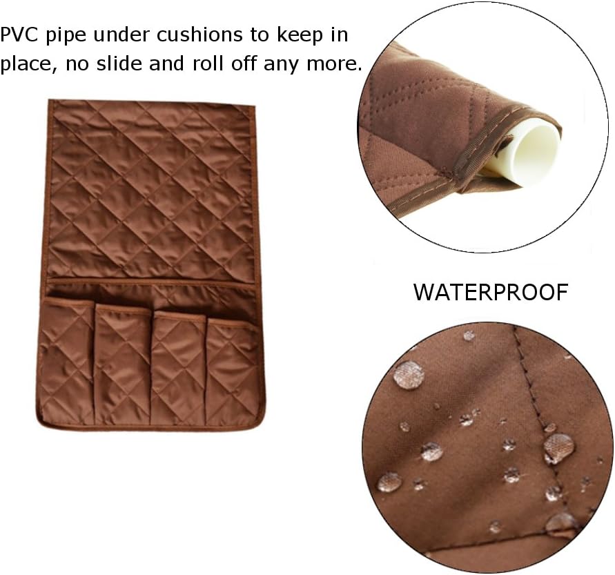 Sofa Chair Couch Armrest Organizer, 5 Pockets Anti-Slip Armchair Storage Bag, Fits for Tablet, Phone, Pad, Book, Magazines, TV Remote Control
