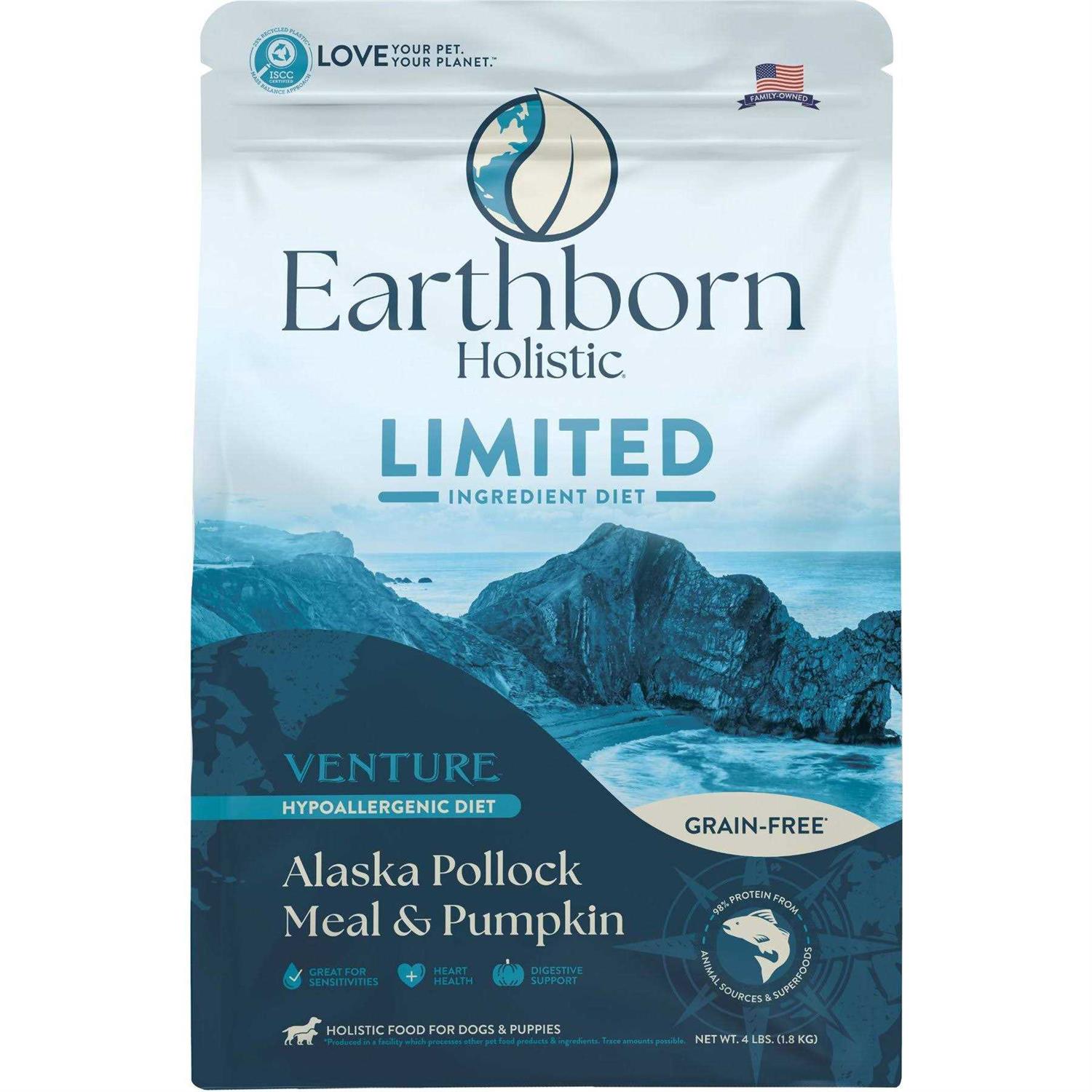 Earthborn Holistic Venture Limited Ingredient Alaska Pollock Meal & Pumpkin Grain-Free Dry Dog Food - Pet Supplies online store