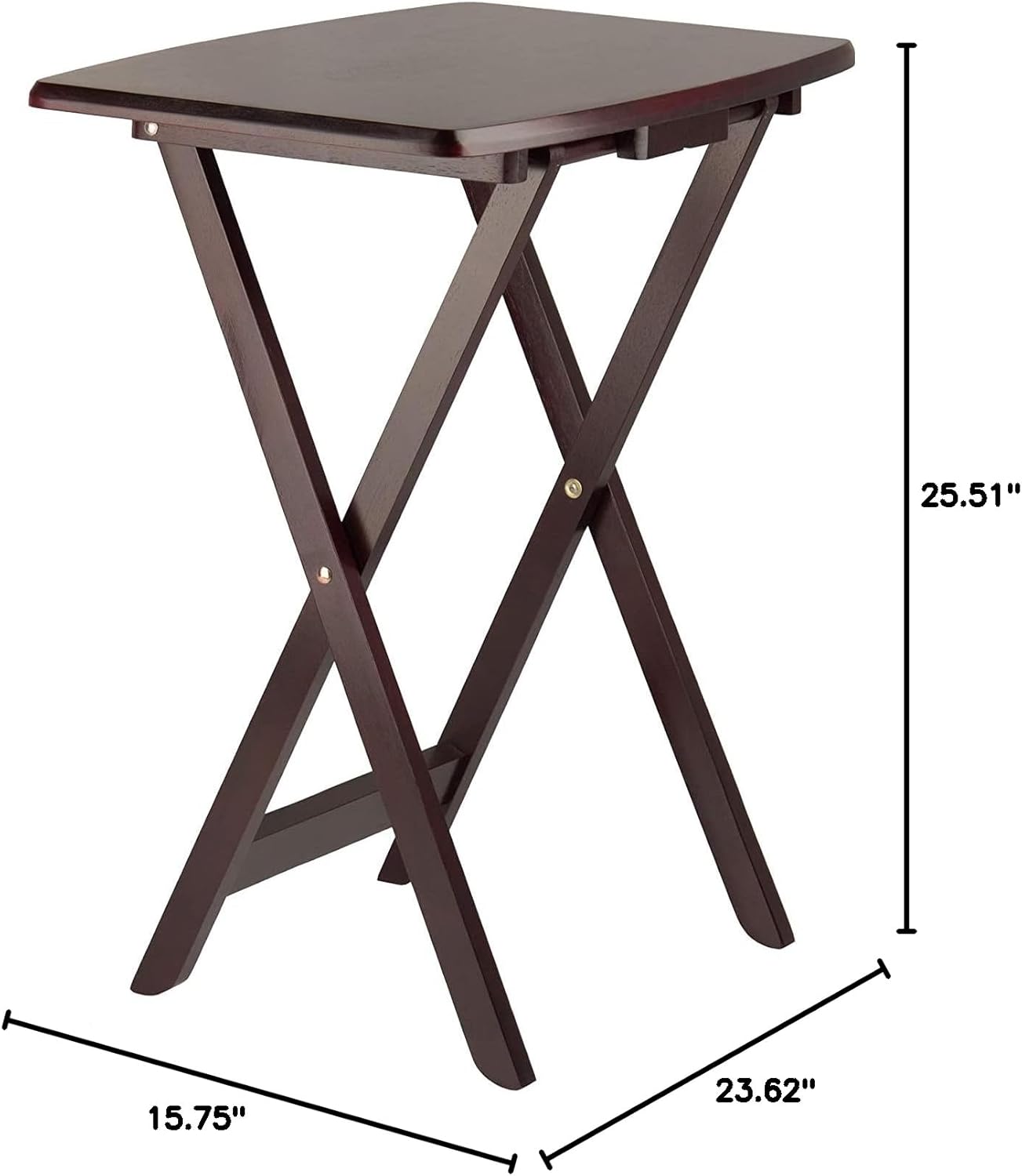 Folding Wooden Tray Table Portable, Lightweight and Functionality with No Assembly Required, Espresso Color, 15.75