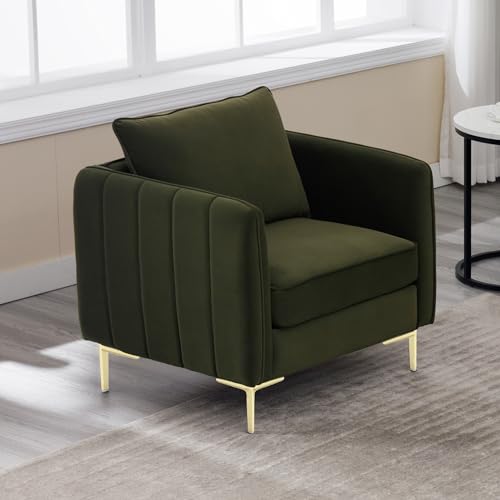 SZLIZCCC Velvet Accent Chair, Modern Tufted Single Sofa Armchair,Comfy Upholstered Armchair,Reading Club Accent Chairs for Bedroom Living Room (Wine Red)