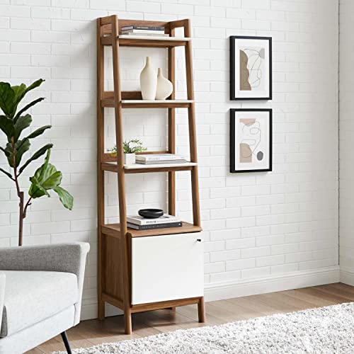 Modway Bixby 3-Piece Home Office Desk and Bookshelf Display Case in Walnut