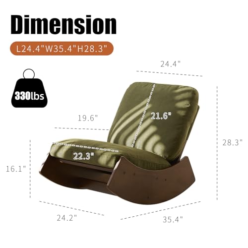 Nursery Rocking Chair Corduroy Fabric Upholstered Tall Back Glider Rocker Rocking Accent Chair Comfy Single Sofa Side Chair for Living Room Bedroom Hotel, Bedroom, Baby Room (Tan)