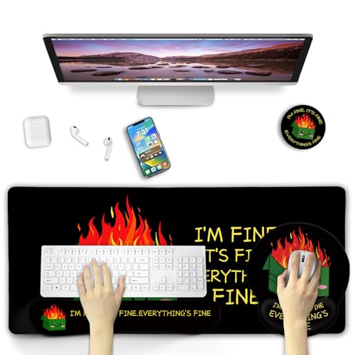 Mushroom Mouse Pad Desk Pad, Funny Cute Desk Mat Large Gaming Mouse Pad with Wrist Rest, Keyboard Pad Wrist Rest Ergonomic, Cup Coaster, Work Home Desk Accessories Office Supplies