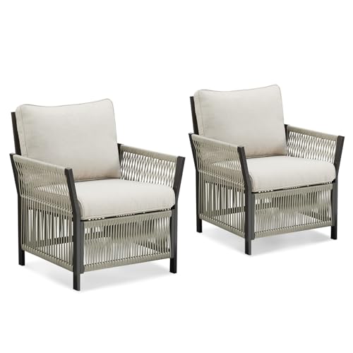 Outdoor Patio Furniture, 6 Pieces High Back Wicker Patio Furniture Set with Rocking Patio Chairs, Coffee Table for Garden,Porch,Backyard(Grey)