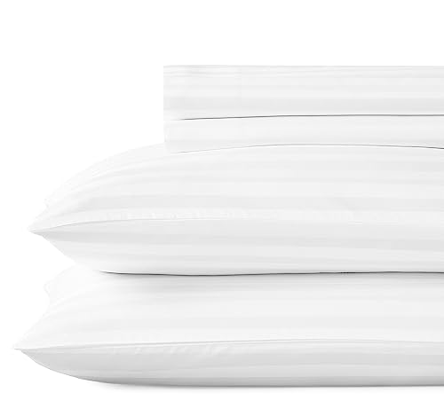 California Design Den 500 Thread Count 100% Cotton Sheets, 4 Piece Queen Size Sheet Set, Cooling Deep Pocket Bed Sheets with Fitted Elastic Sheet, Extra Soft Luxury Hotel Quality - White Sheets