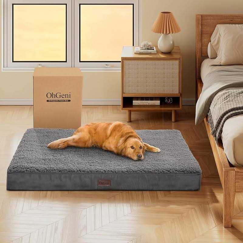 OhGeni Orthopedic Dog Beds for Large Dogs,Dog Bed with Plush Egg Foam Support and Non-Slip Bottom, Waterproof and Machine Washable Removable Pet Bed - Pet Supplies online store