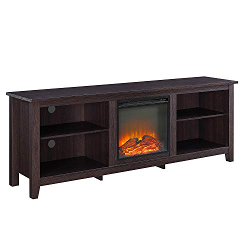 Walker Edison Wren Classic 4 Cubby Fireplace TV Stand for TVs up to 80 Inches, 70 Inch, Charcoal