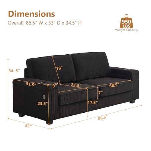 Oversized Loveseat Sofa, 86.5