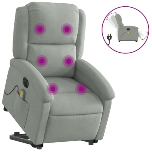 Electric Massaging Chairs Electric Stand up Massage Recliner Chair Light Gray Velvet,Elevated Comfort and Relaxation: Electric Massage Recliner with Power Lift Assist Furniture for Living Room