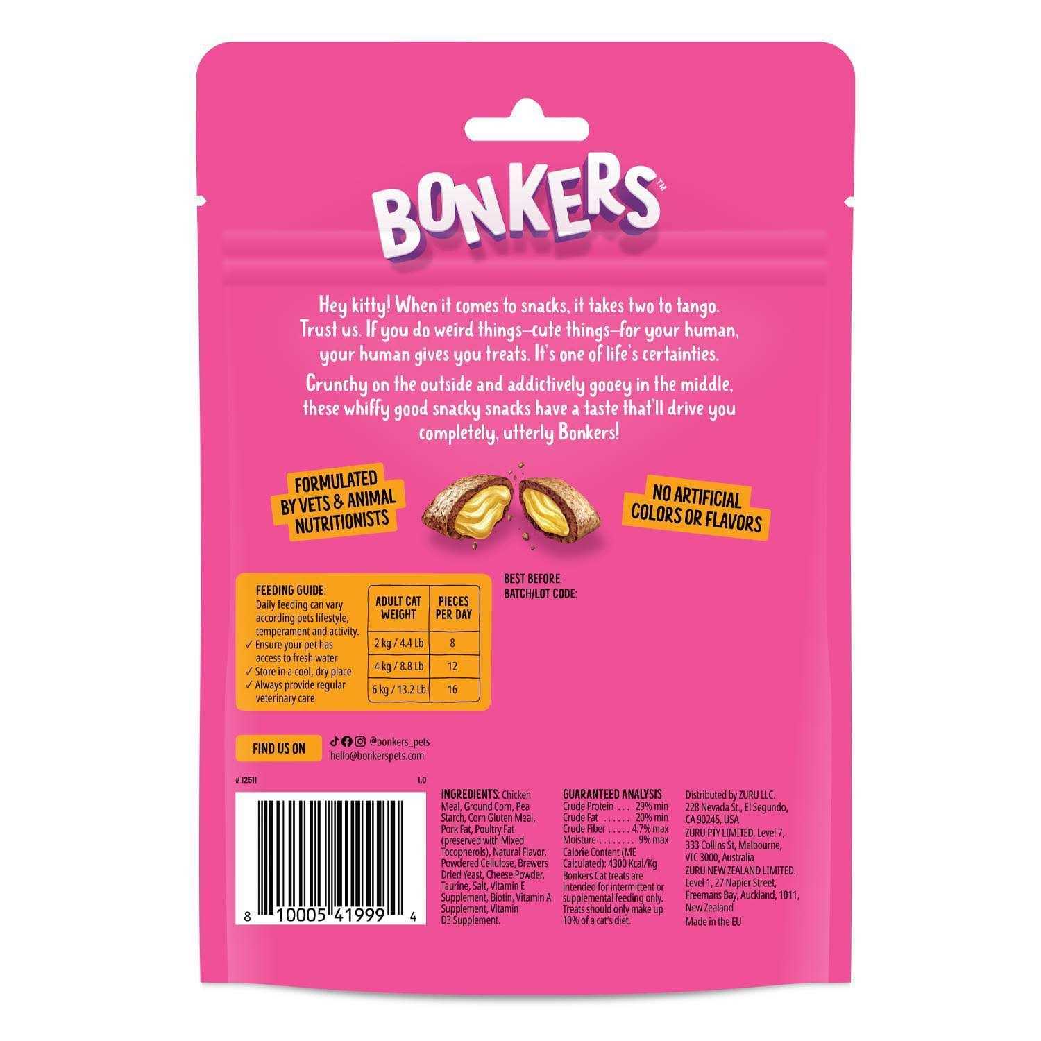 Bonkers Crunchy Cat Treats Paw Lickin' Chicken - Pet Supplies online store