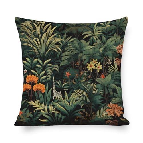 Pillowcases The Equatorial Jungle Linen Cushion Case Outdoor Home Decoration Summer Tropical Animals Outdoor Pillow Covers 16