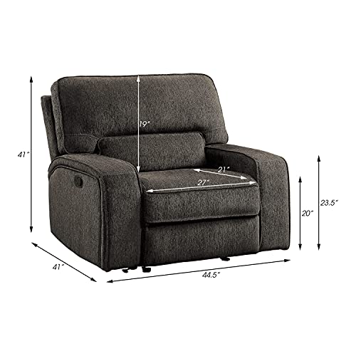 Lexicon Atherton 3-Piece Chenille Fabric Manual Reclining Living Room Sofa Set, Chocolate