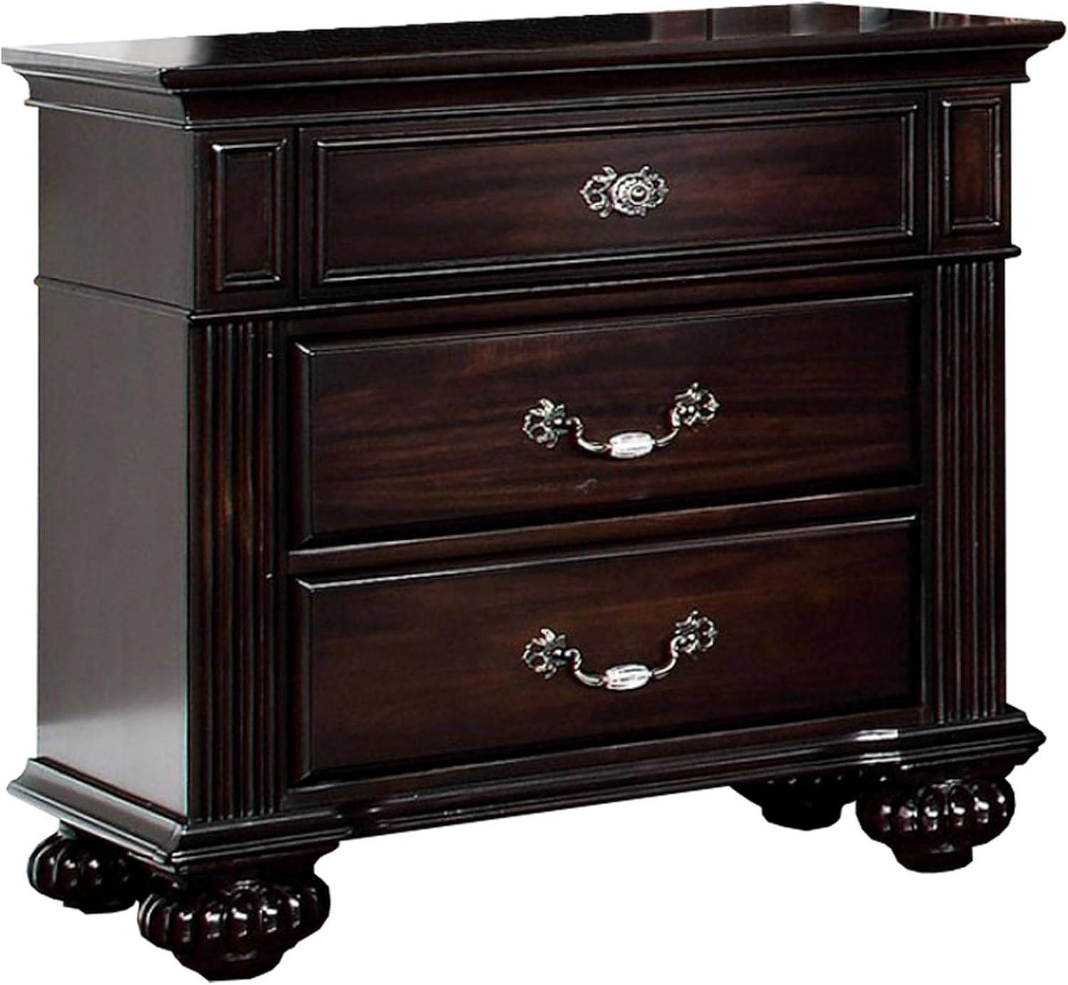 Benzara Syracuse Traditional Nightstand, Dark Walnut