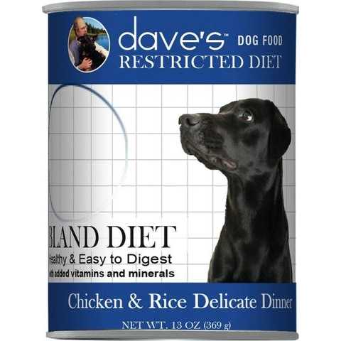 Dave's Pet Food Restricted Bland Diet Chicken & Rice Canned Dog Food, 13.2-oz, case of 12 - Pet Supplies online store