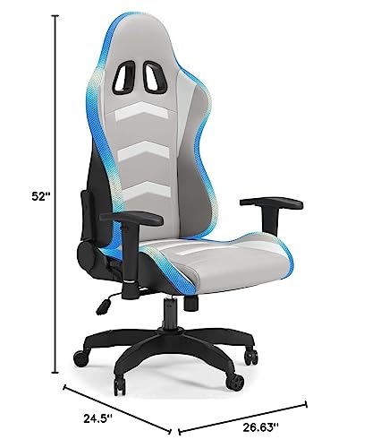 Signature Design by Ashley Lynxtyn Modern Home Office Swivel Desk Chair, White & Gray